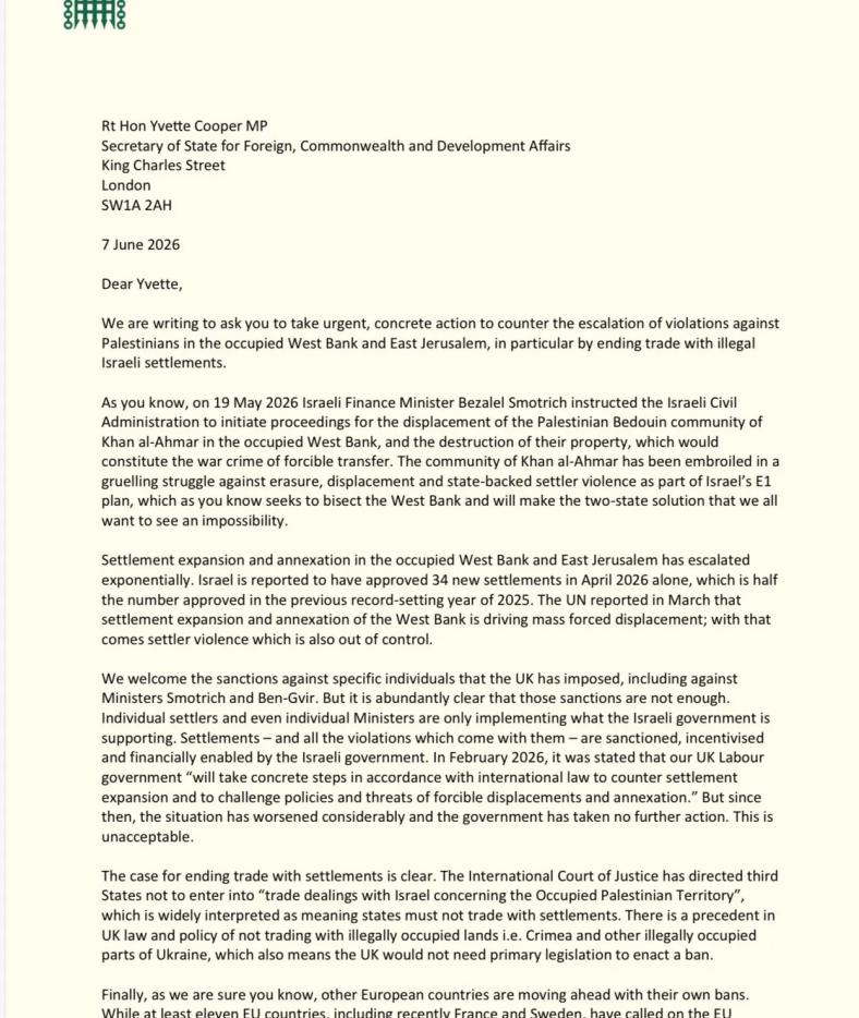 Letter to the Foreign Secretary